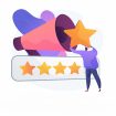 Brand rating measuring. Product ranking, SMM tool, user feedback analysis. Digital marketing expert analysing customers satisfaction rates. Vector isolated concept metaphor illustration