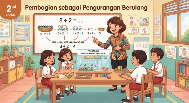 
Media dan Bahan Ajar Matematika Kelas 2 Materi Pembagian sebagai Pengurangan Berulang