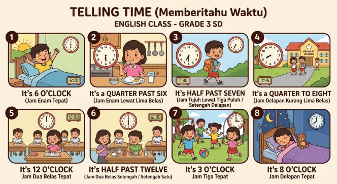 
Materi Bahasa Inggris SD Kelas 3: Telling Time