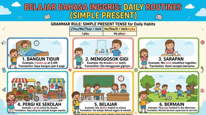 
Materi Bahasa Inggris SD Kelas 4: Simple Present for Daily Routines